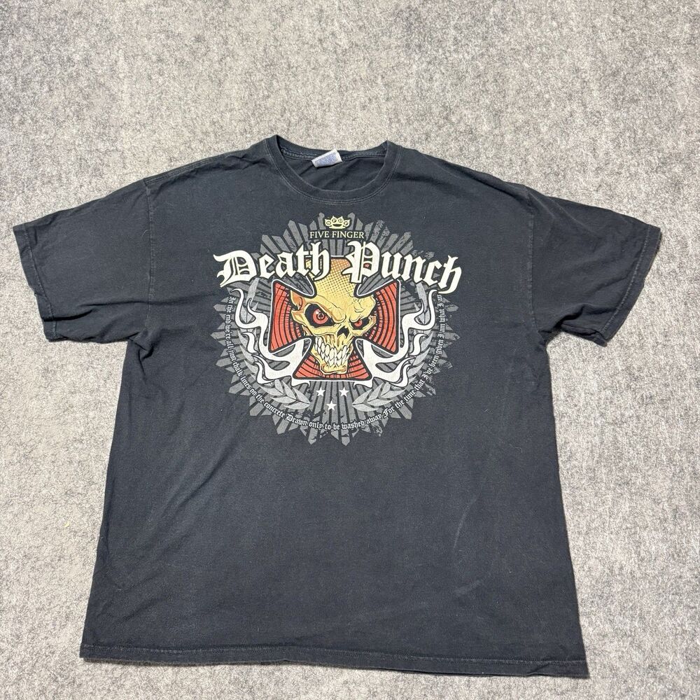 VTG Y2K Five Finger Death Punch XL T Shirt Faded Hanes Heavyweight Metal Band